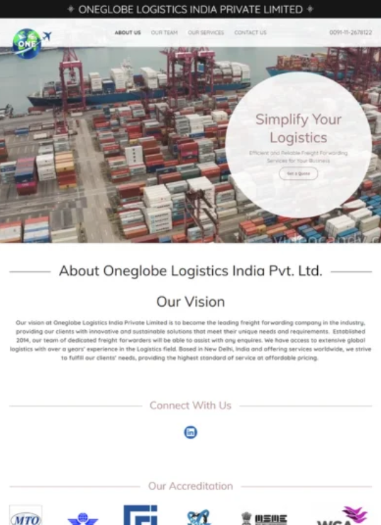 Oneglobe Logistics India Pvt. Ltd. Website